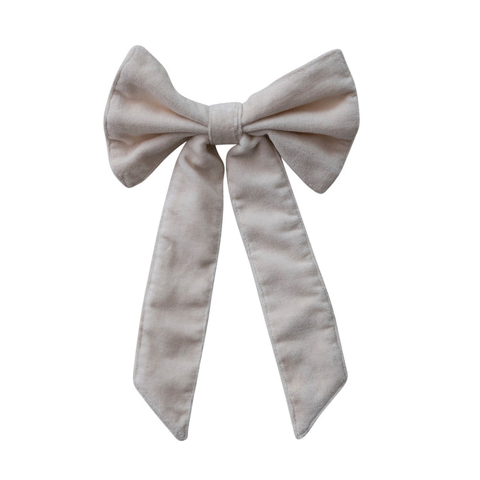 Velvet Clip-on Bow - White