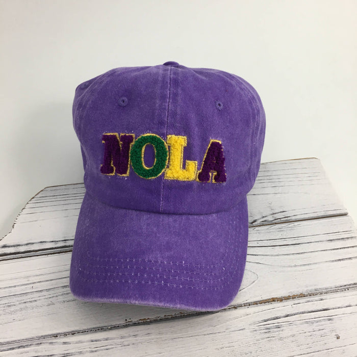 Mardi Gras Chenille Nola Baseball Cap Purple