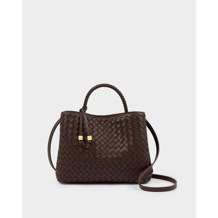 Nova Hand Woven Top Handle Bag - Chocolate