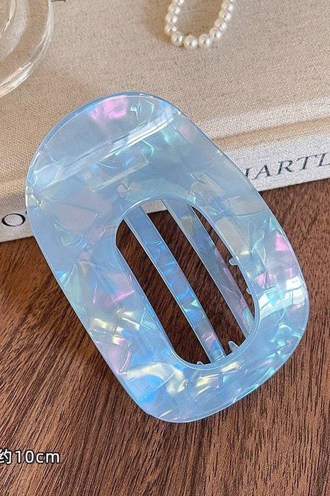 Blue Jumbo Lay Flat Oval Hair Claw Clip