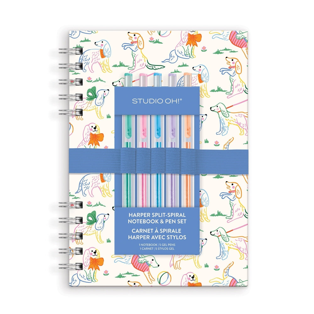 Posh Pups Harper Split-Spiral Notebook &amp; Pen Set