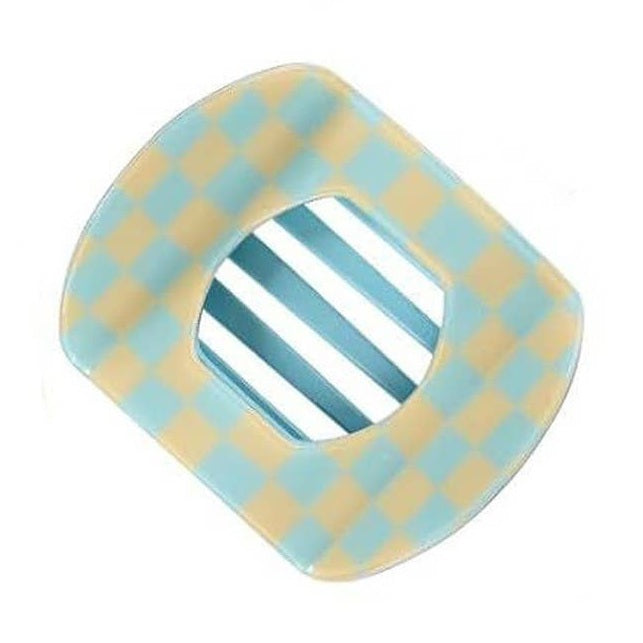 Mint Checkered Jumbo Lay Flat Oval Hair Claw Clip