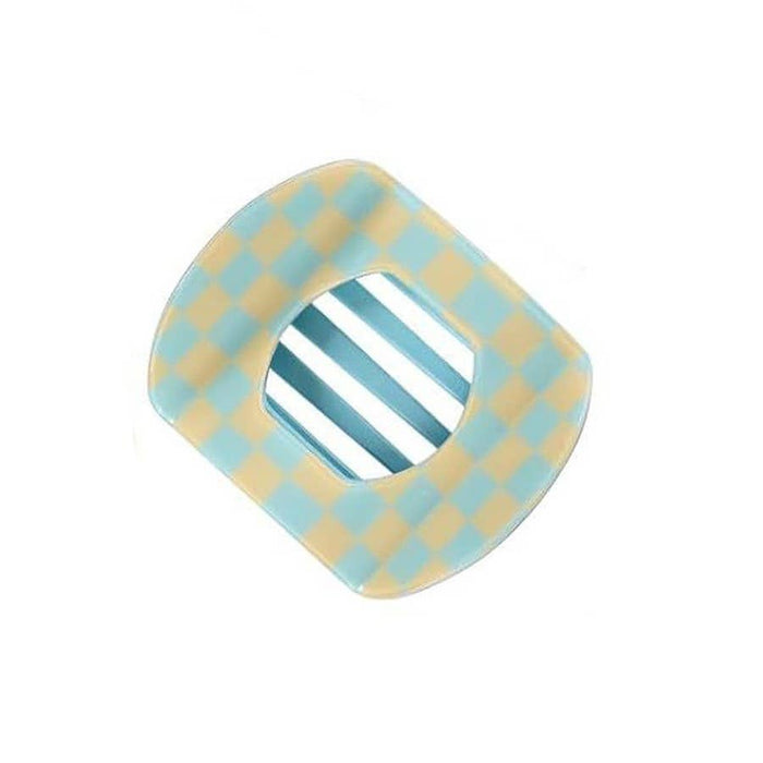 Mint Checkered Jumbo Lay Flat Oval Hair Claw Clip
