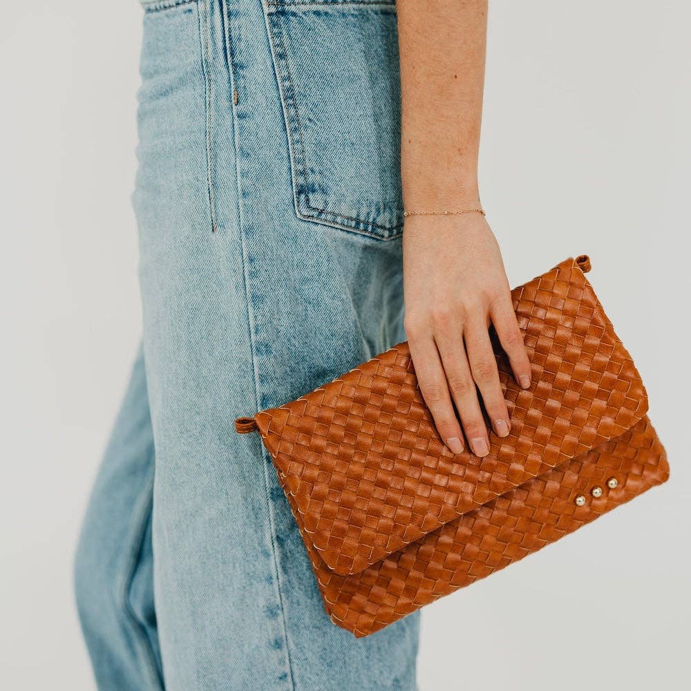 Wrenlee Woven Flap Crossbody - Brown