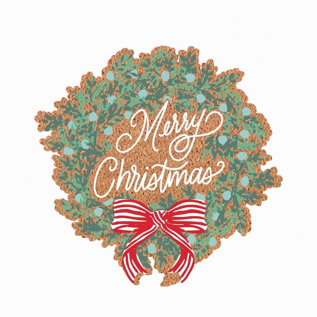 Wreath Merry Christmas Door Mat