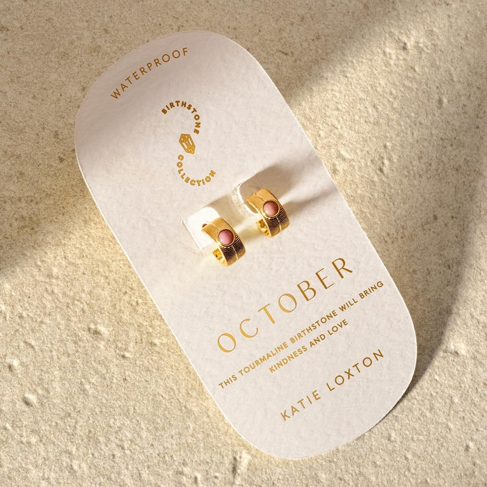 Birthstone Hoop Earrings - October - Tourmaline