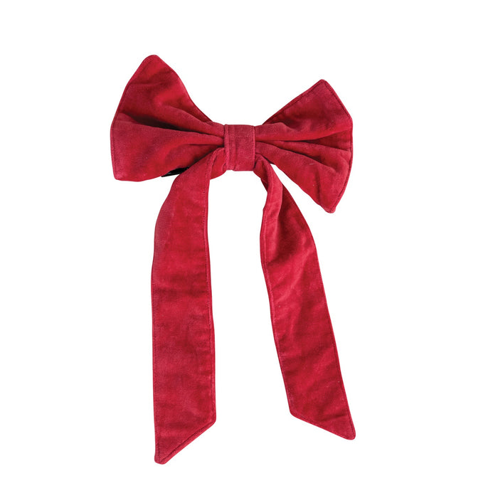 Velvet Clip-on Bow - Red