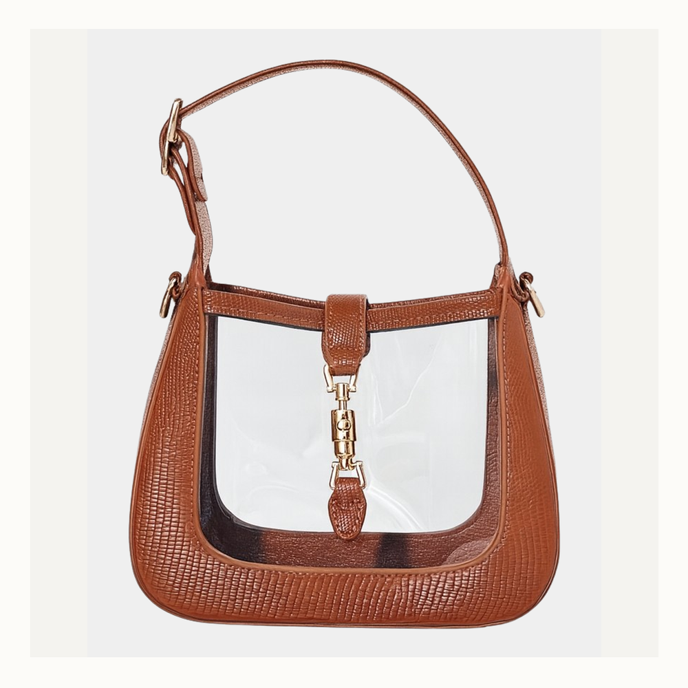 Paige Clear Purse - Saddle Leather