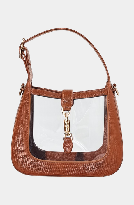 Paige Clear Purse - Saddle Leather