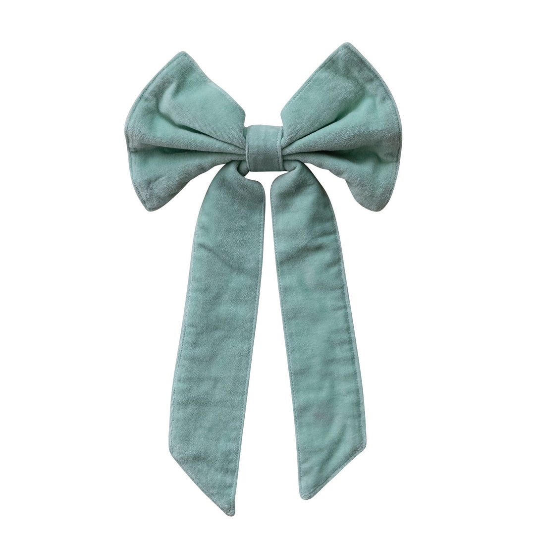 Velvet Clip-on Bow - Mint