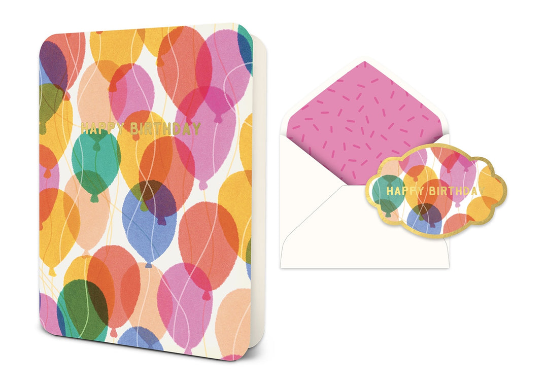 Happy Birthday Colorful Balloons Deluxe Greeting Card