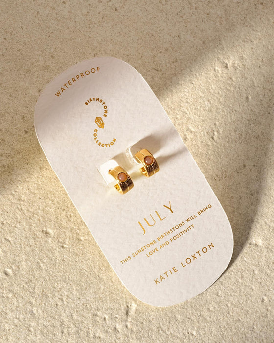 Birthstone Hoop Earrings - July - Sunstone