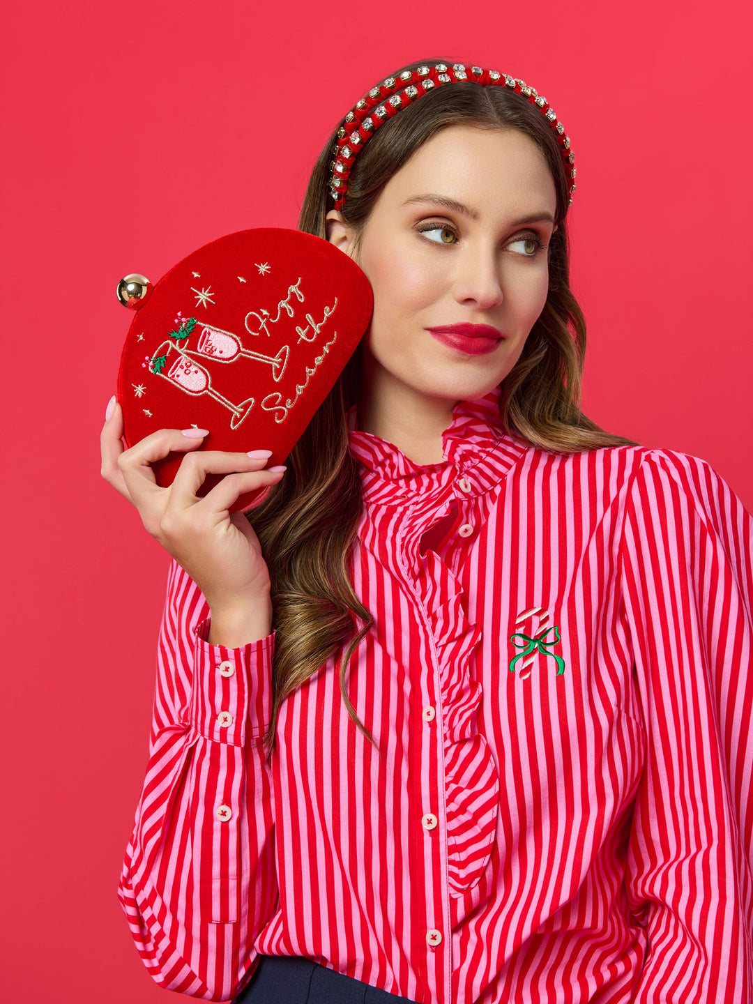 Candy Cane Ruffle Blouse