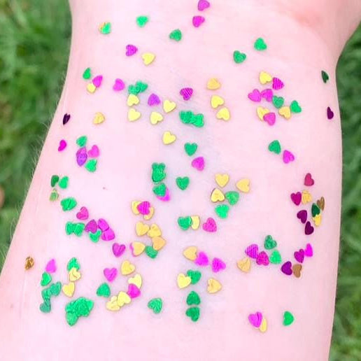 Mardi Gras Hearts Glitter
