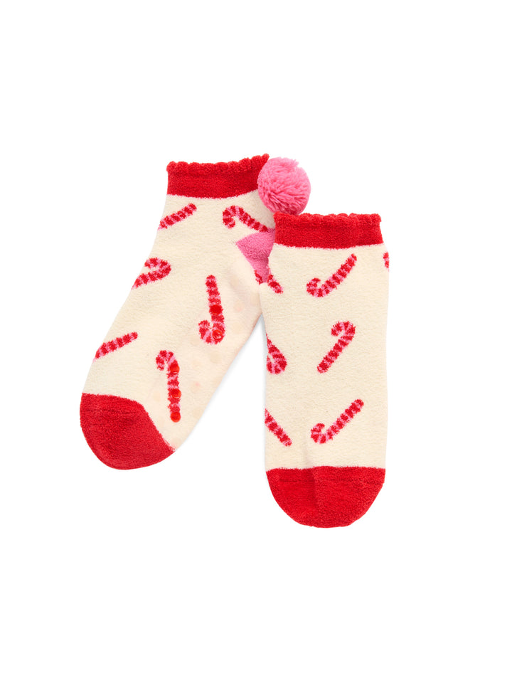 Candy Cane Home Socks - Ivory