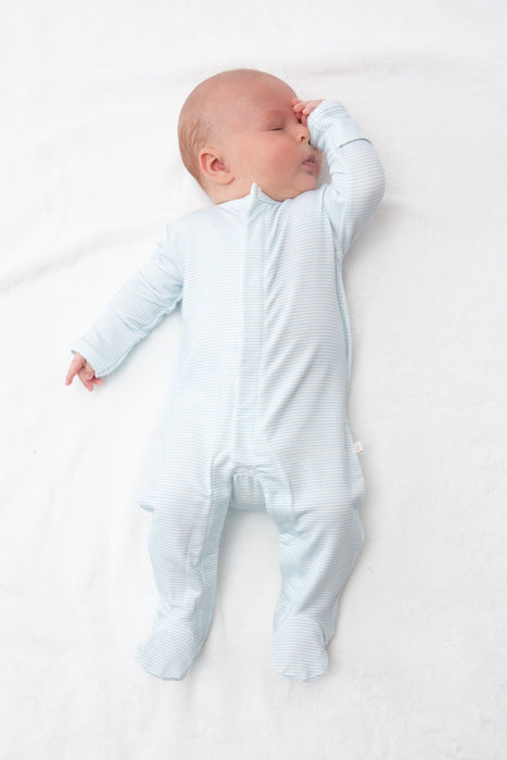 Blue Stripes Snap Romper