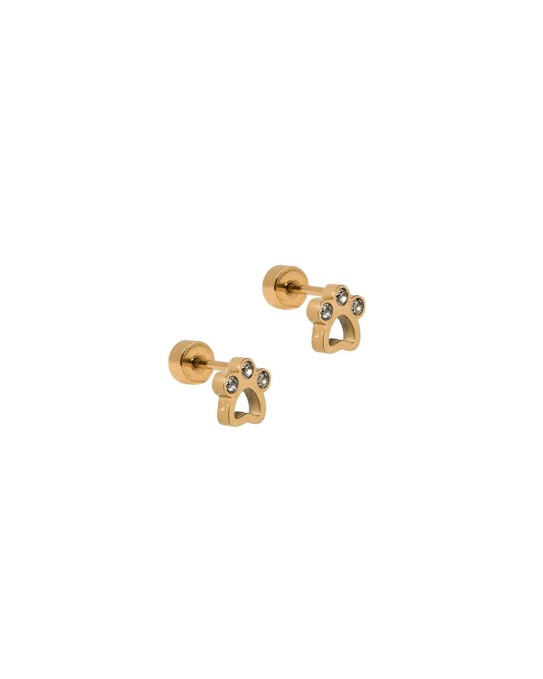 Screwback Stud - Paw Print CZ