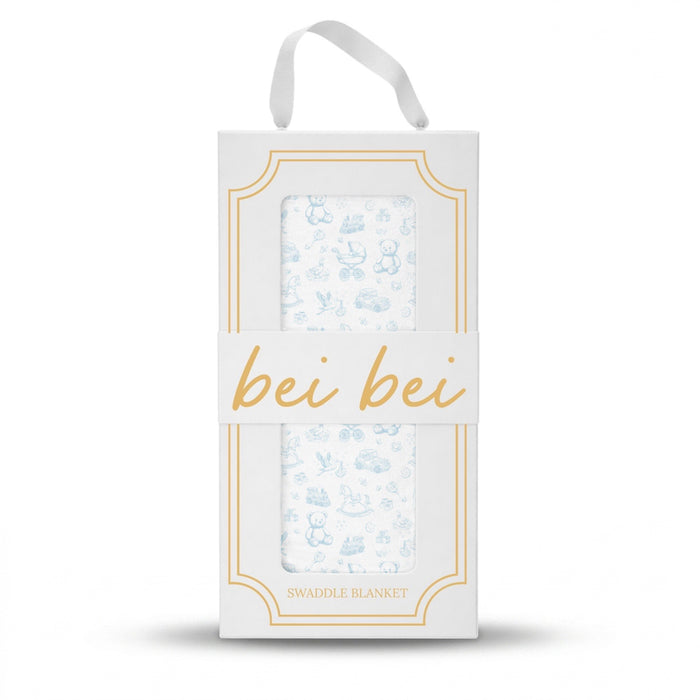Nursery Toile (Blue) - Swaddle Blanket