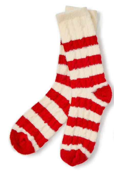 Joan Red and White Striped Socks