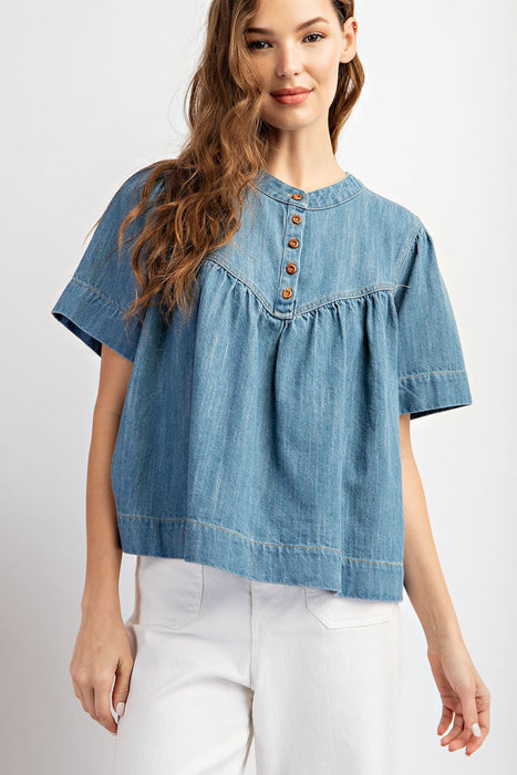 Mineral Washed Short Sleeve Top