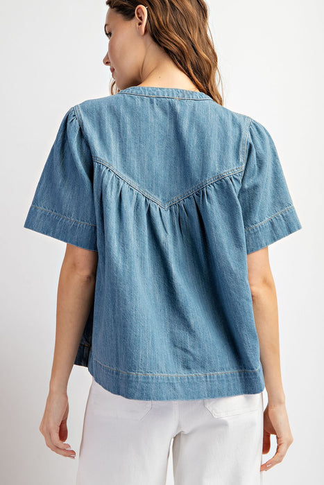 Mineral Washed Short Sleeve Top