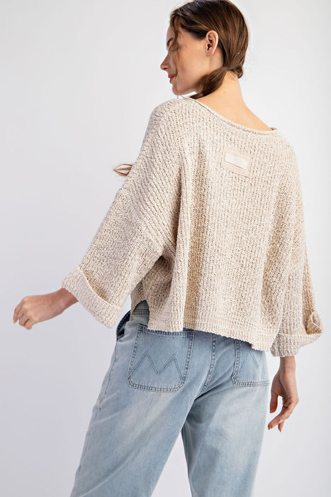 Textured V-Neck Long Sleeve Sweater