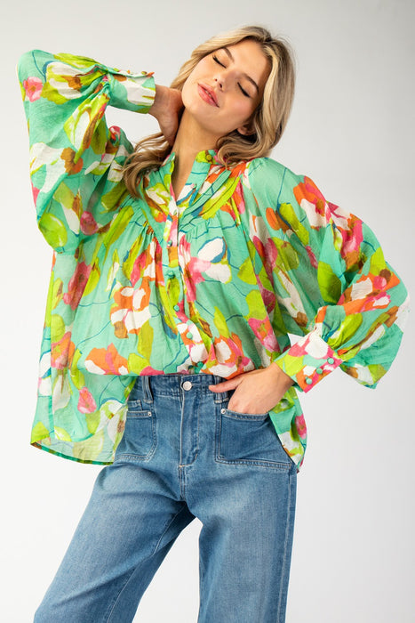 Floral Printed Long Sleeve Blouse Top