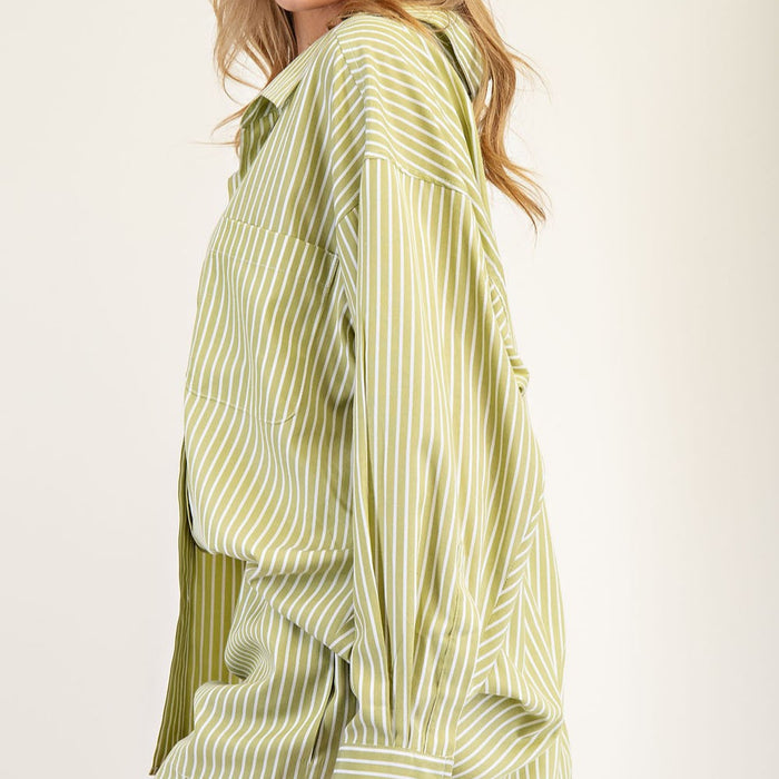 Striped Button Down Long Sleeve Shirt