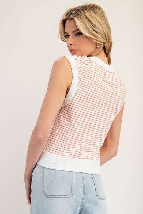 Striped Sleeveless Waffle Knit Top