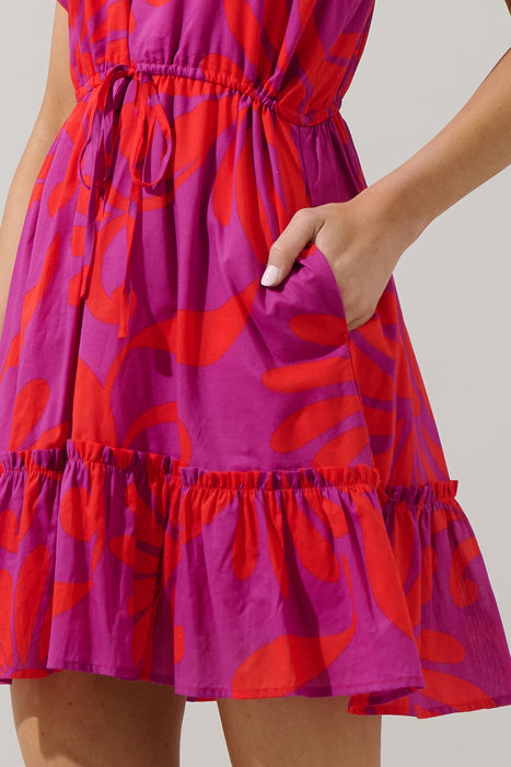 Arona Floral Baden Ruffle Mini Dress