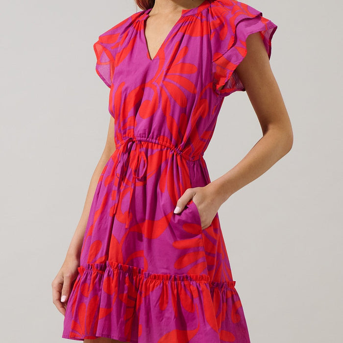Arona Floral Baden Ruffle Mini Dress