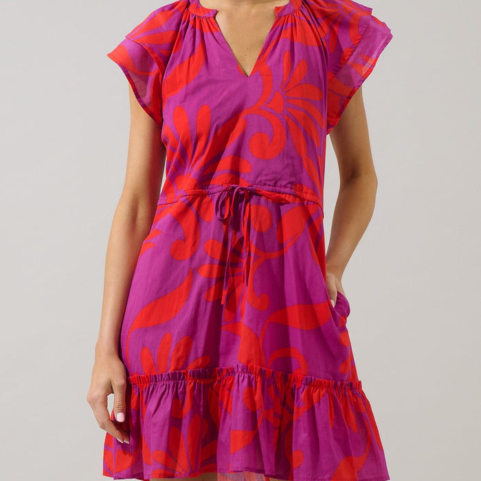 Arona Floral Baden Ruffle Mini Dress