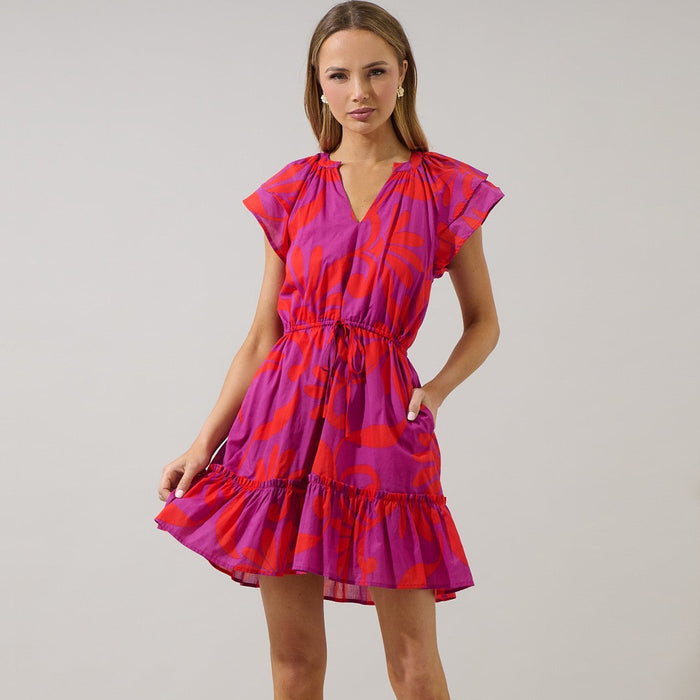 Arona Floral Baden Ruffle Mini Dress