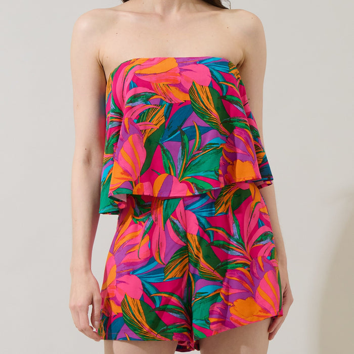 Beal Floral Strapless Romper