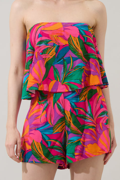 Beal Floral Strapless Romper