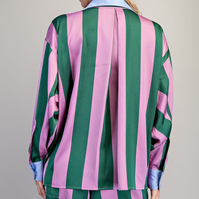 Striped Button Down Collared Set