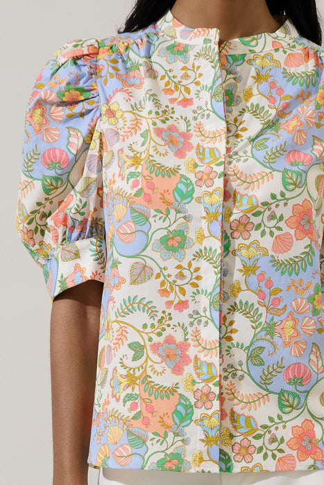 Zamara Floral Klina Drape Sleeve Top