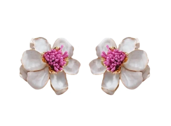 White Blossom Statement Earrings