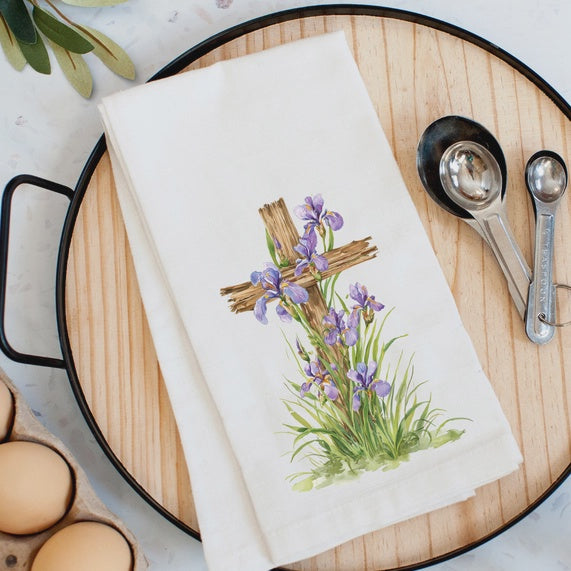Rooted in Faith Iris Cross Kitchen Towel