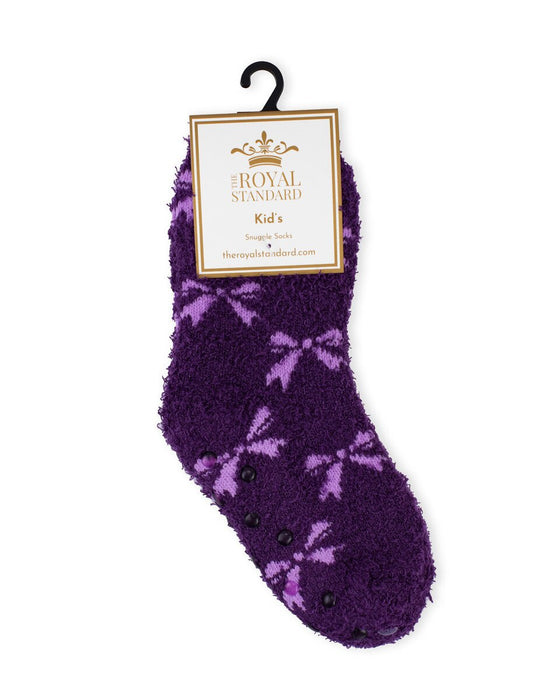 Kid's Purple Hannah Bow Snuggle Socks (FINAL SALE)