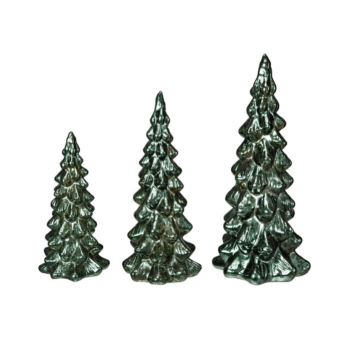 Green LED Mercury Glass Tree