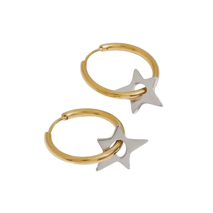 Two Toned Star Huggies