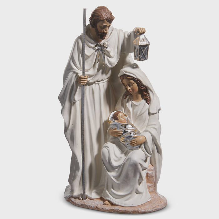 13.5" Ivory and Silver Holy Family