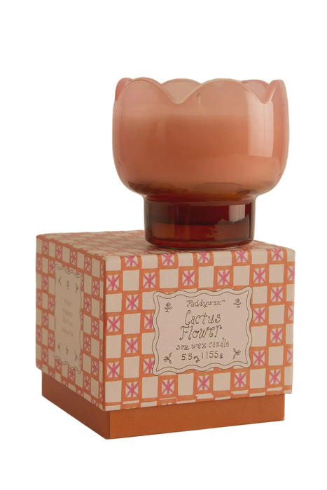 Tulip Cactus Flower Glass Candle