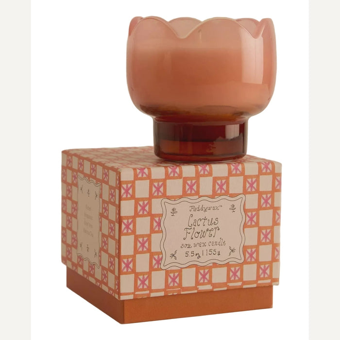 Tulip Cactus Flower Glass Candle