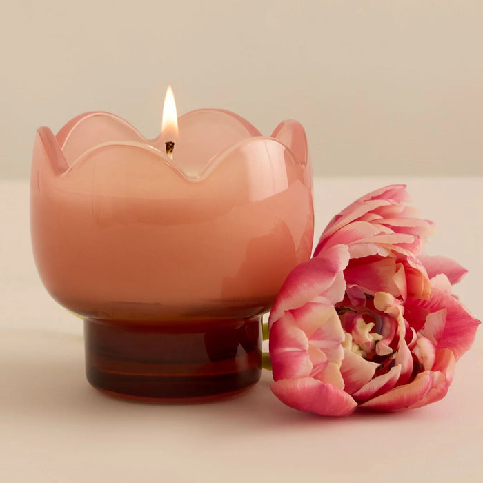 Tulip Cactus Flower Glass Candle