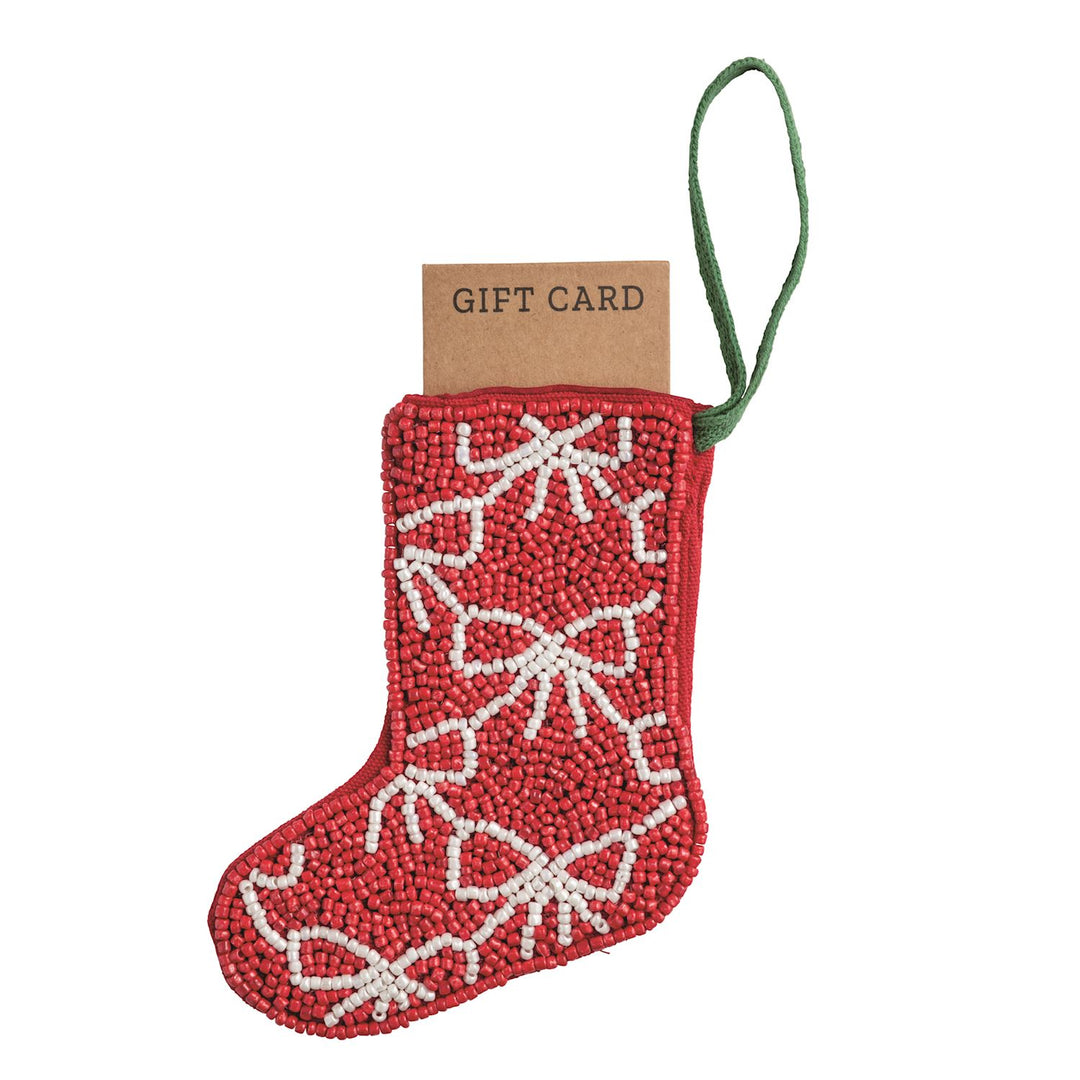 Bows Beaded Stocking Ornament