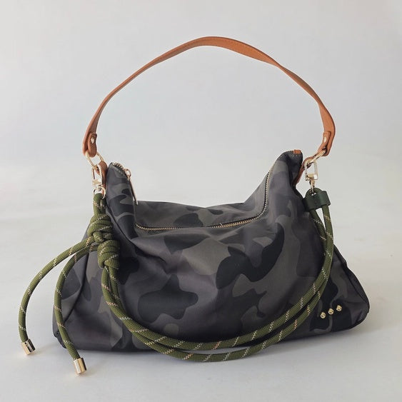 Nikki Nylon Slouchy Shoulder Bag - Camo