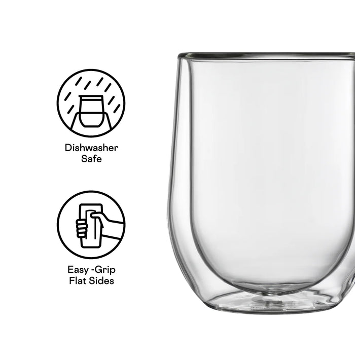 Stemless Clear Wine Glass Set of 2