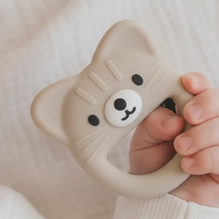 Kitten Silicone Baby Teether - Cream Cat
